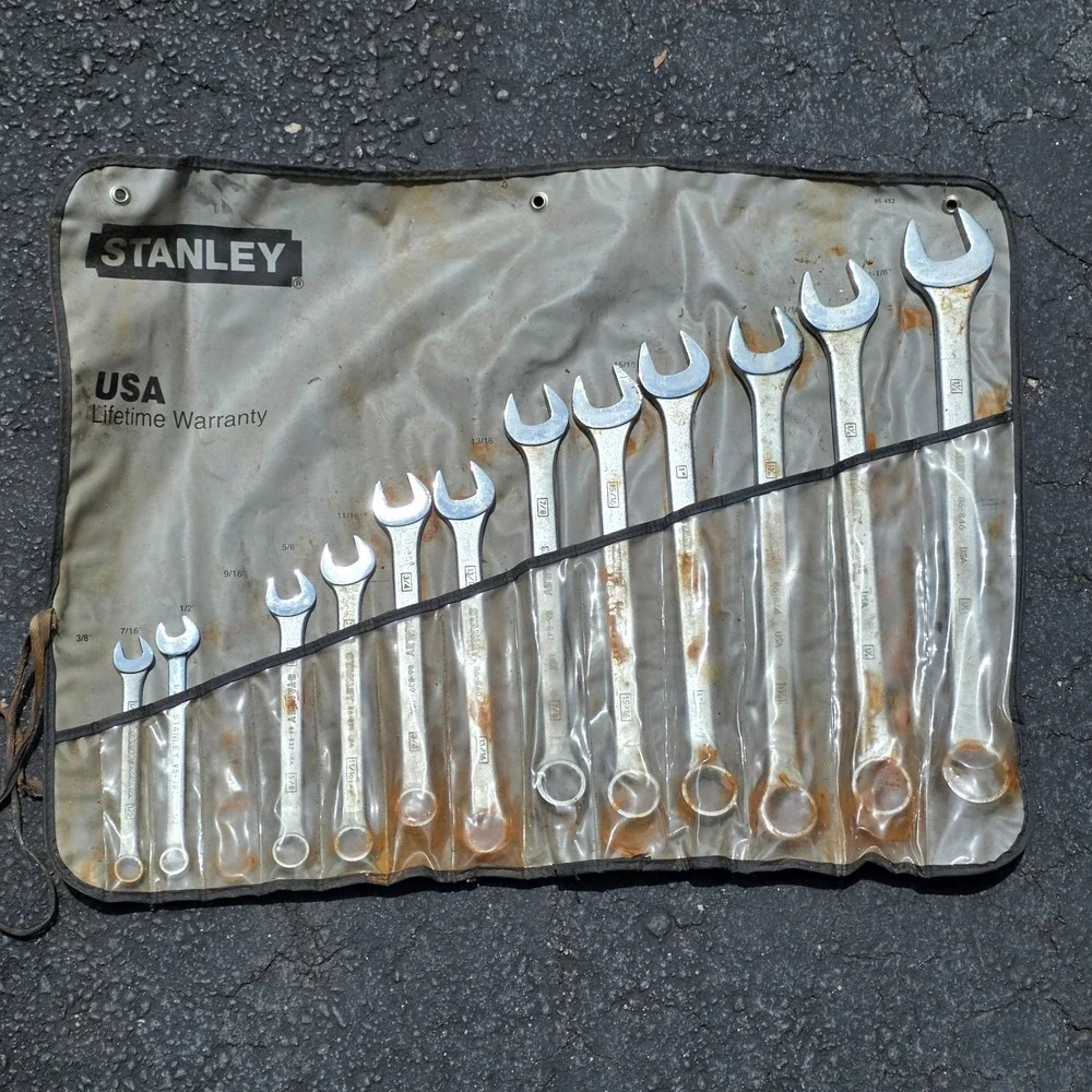 VTG Stanley Wrench Set with Pouch USA 12‑Pc 3/8–1‑1/4 Industrial 85-452